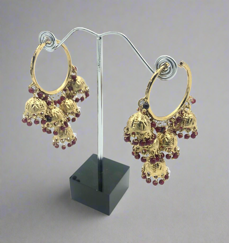 J5 Maroon hoop jumka