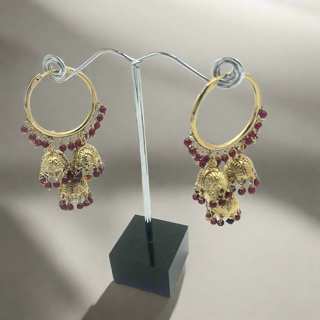 J3 Maroon hoop jumka