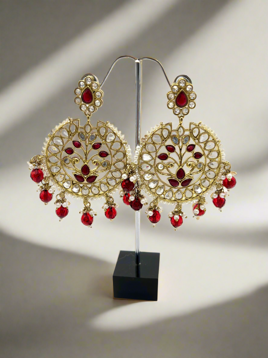 Kundan earrings- maroon