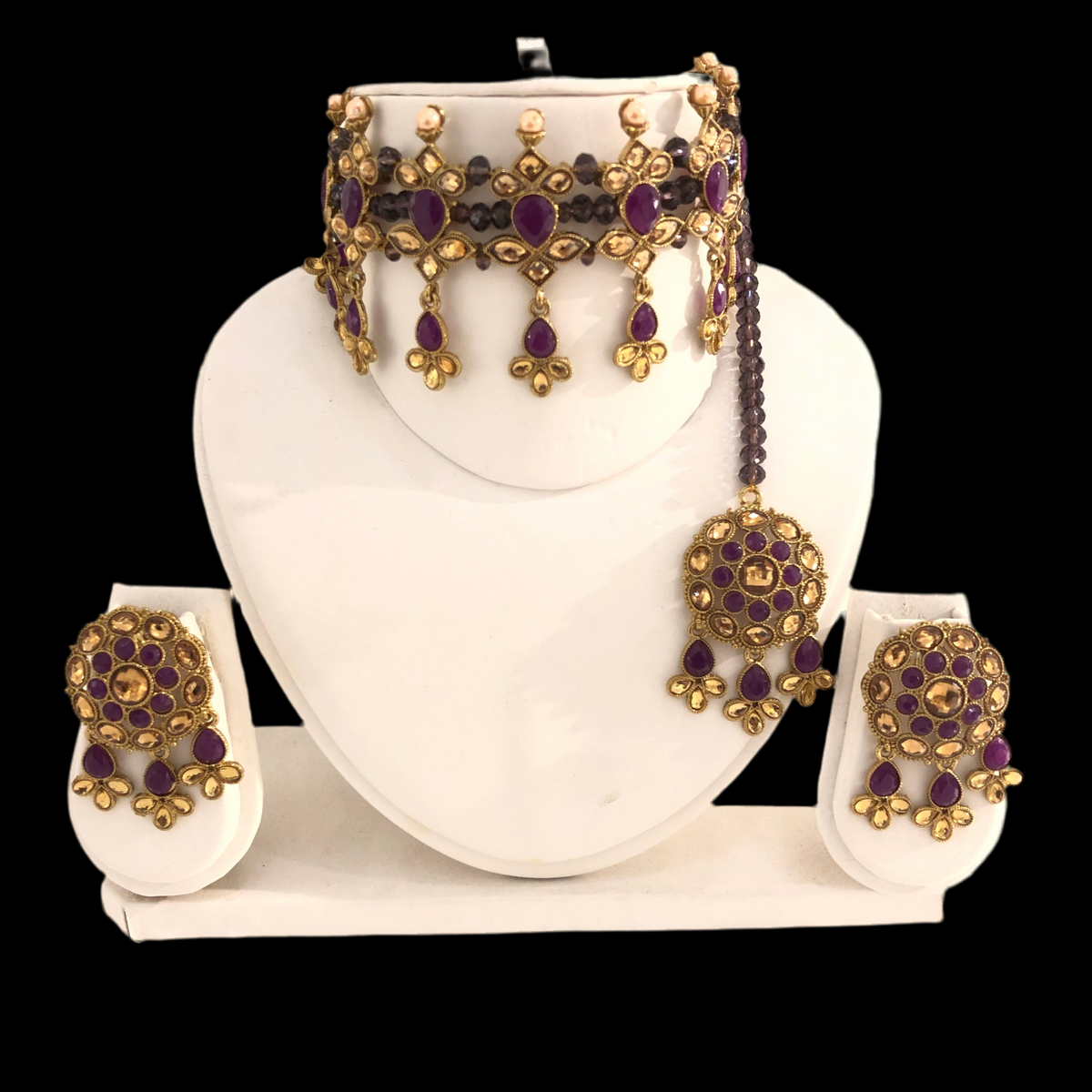 90 Purple beaded choker set