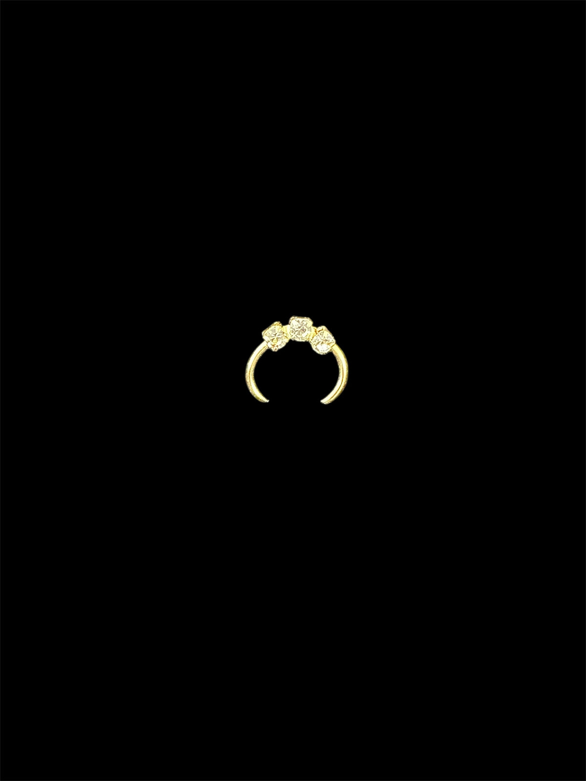 PA21 Gold with white stones nose ring (Slide on)