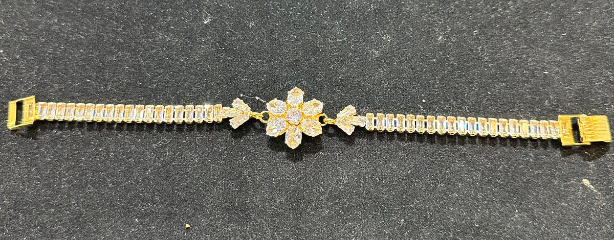 PA119 Gold with white American diamond stones bracelet