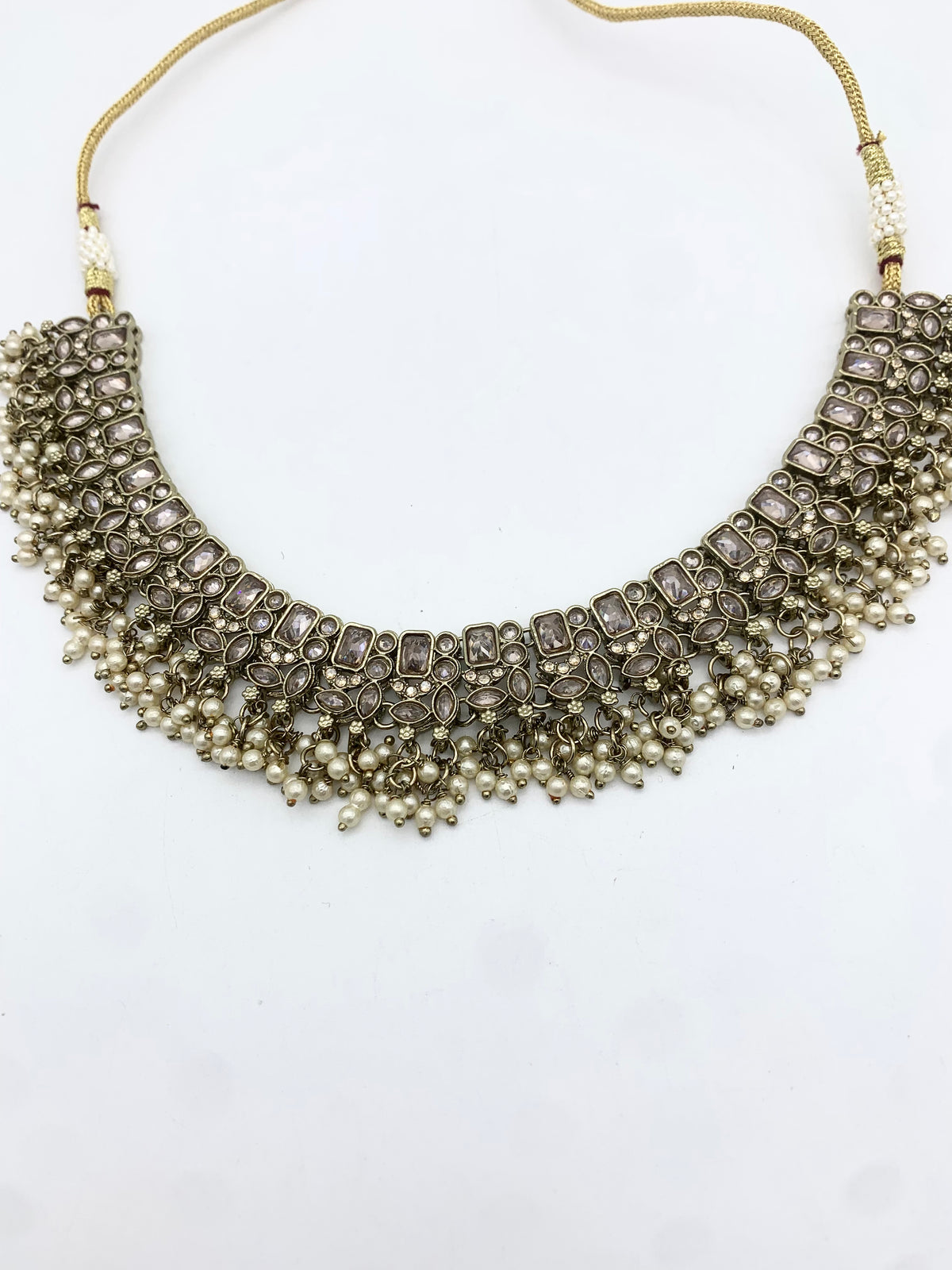 AM014 Full Gold necklace set Polki