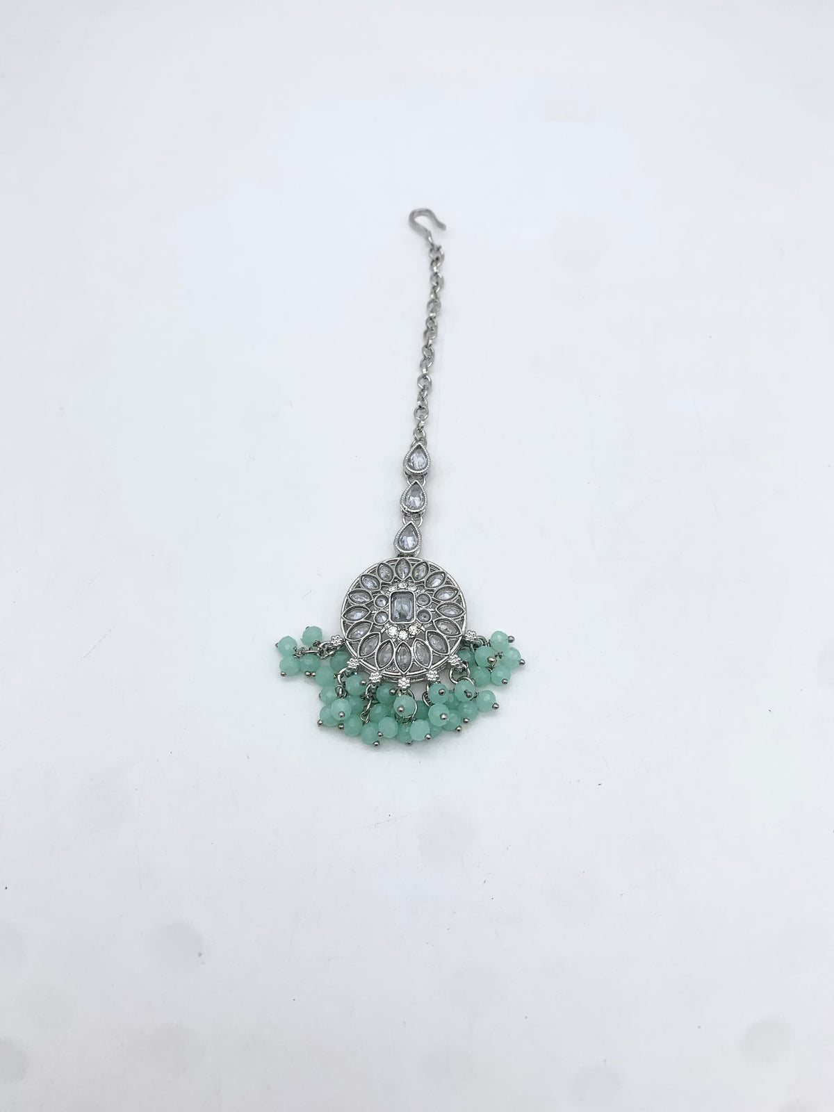 AM014 White and Mint necklace set Polki