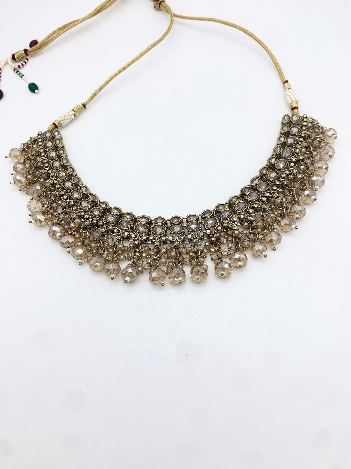 AM013 Full Gold necklace set Polki