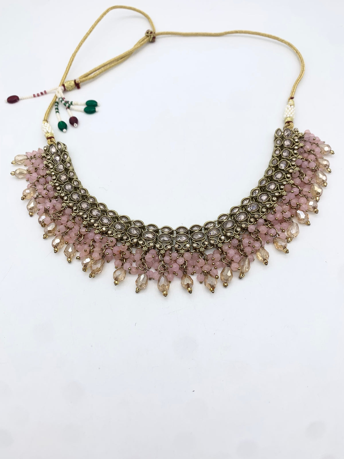 AM013 Gold and Pink necklace set Polki