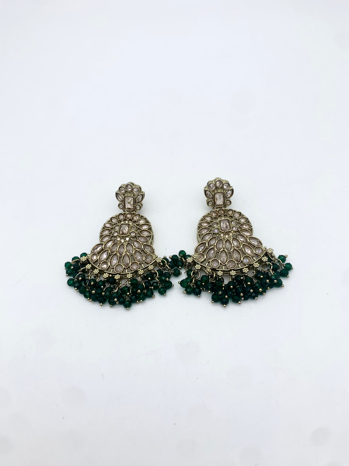 AM014 Gold and Green necklace set Polki