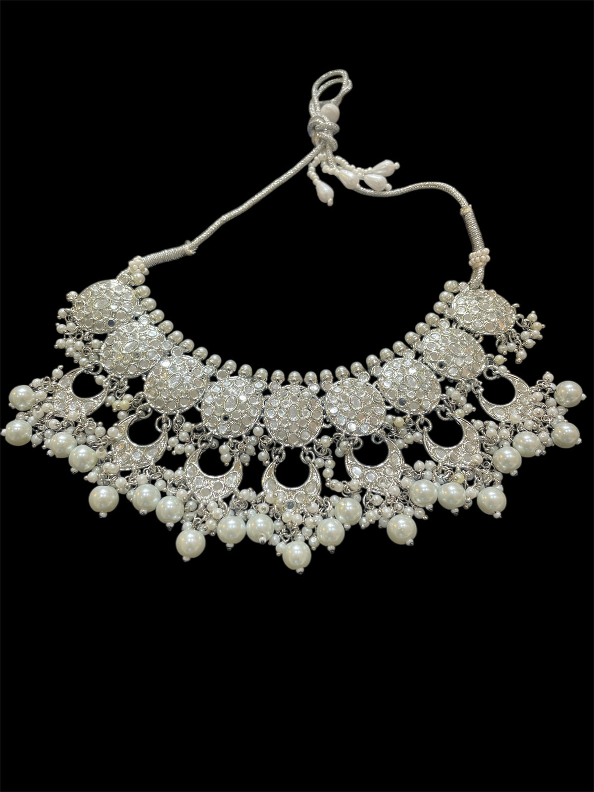 AN788 Silver Mirror Necklace Set