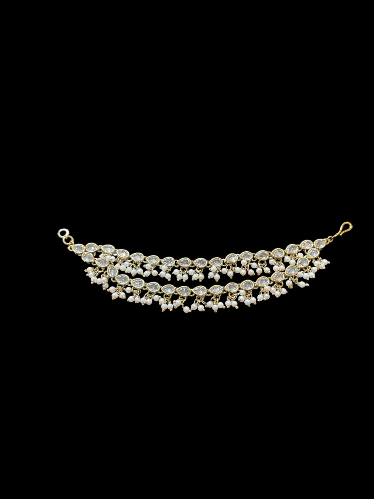 AN202 Double Line Polki Sahara with Gold And White Stones
