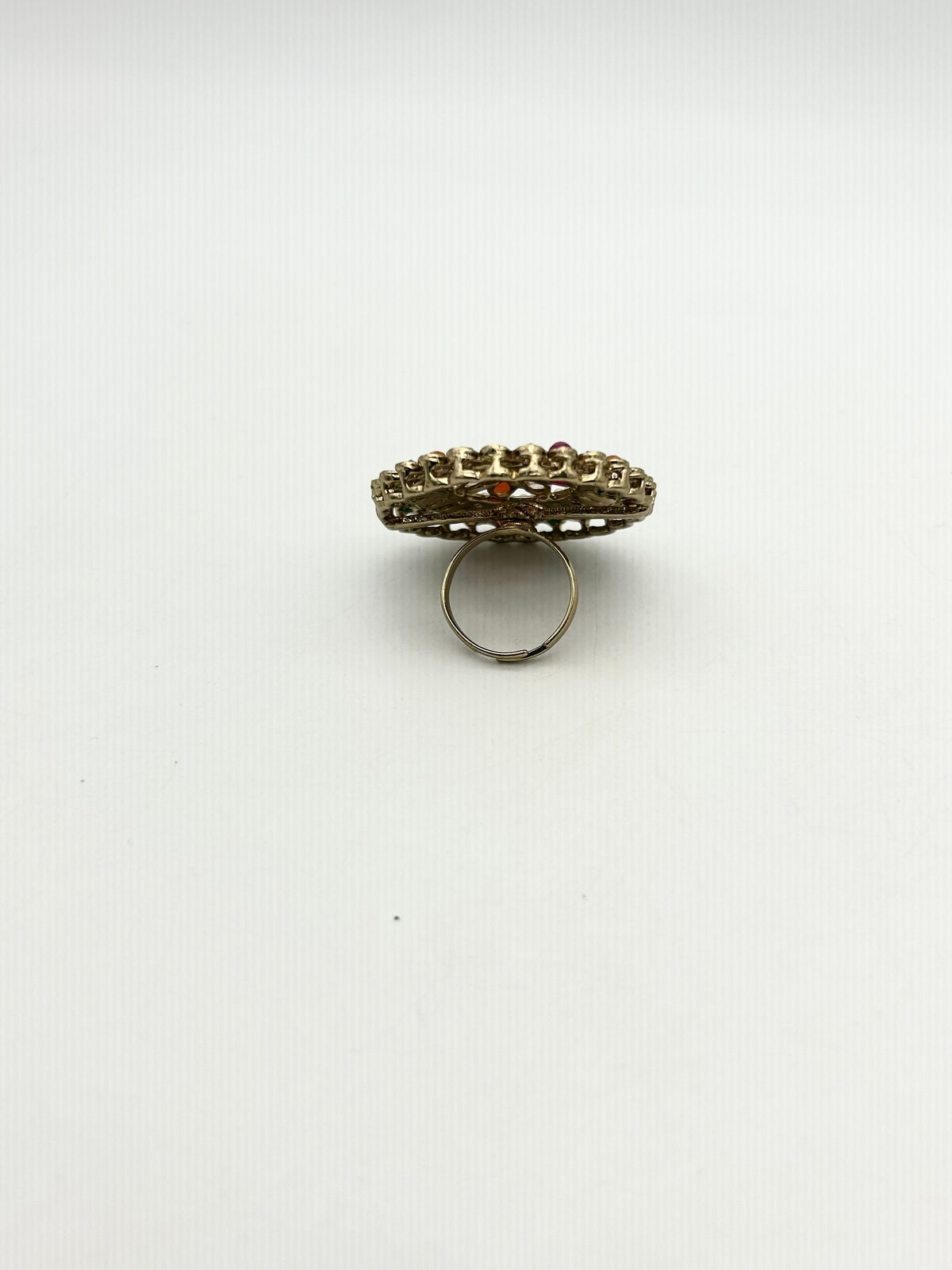 AM800 Gold and multicoloured adjustable ring polki