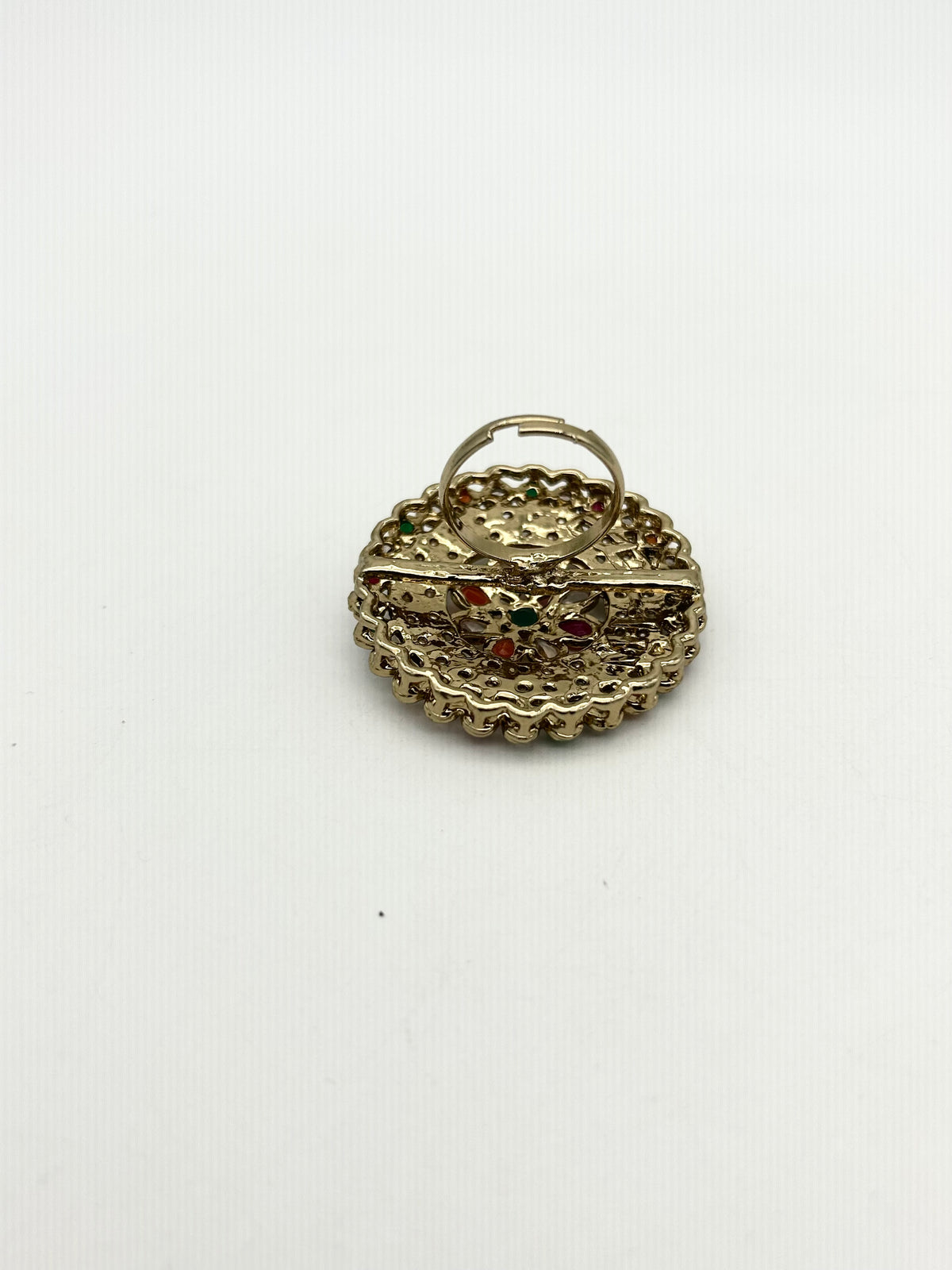 AM800 Gold and multicoloured adjustable ring polki