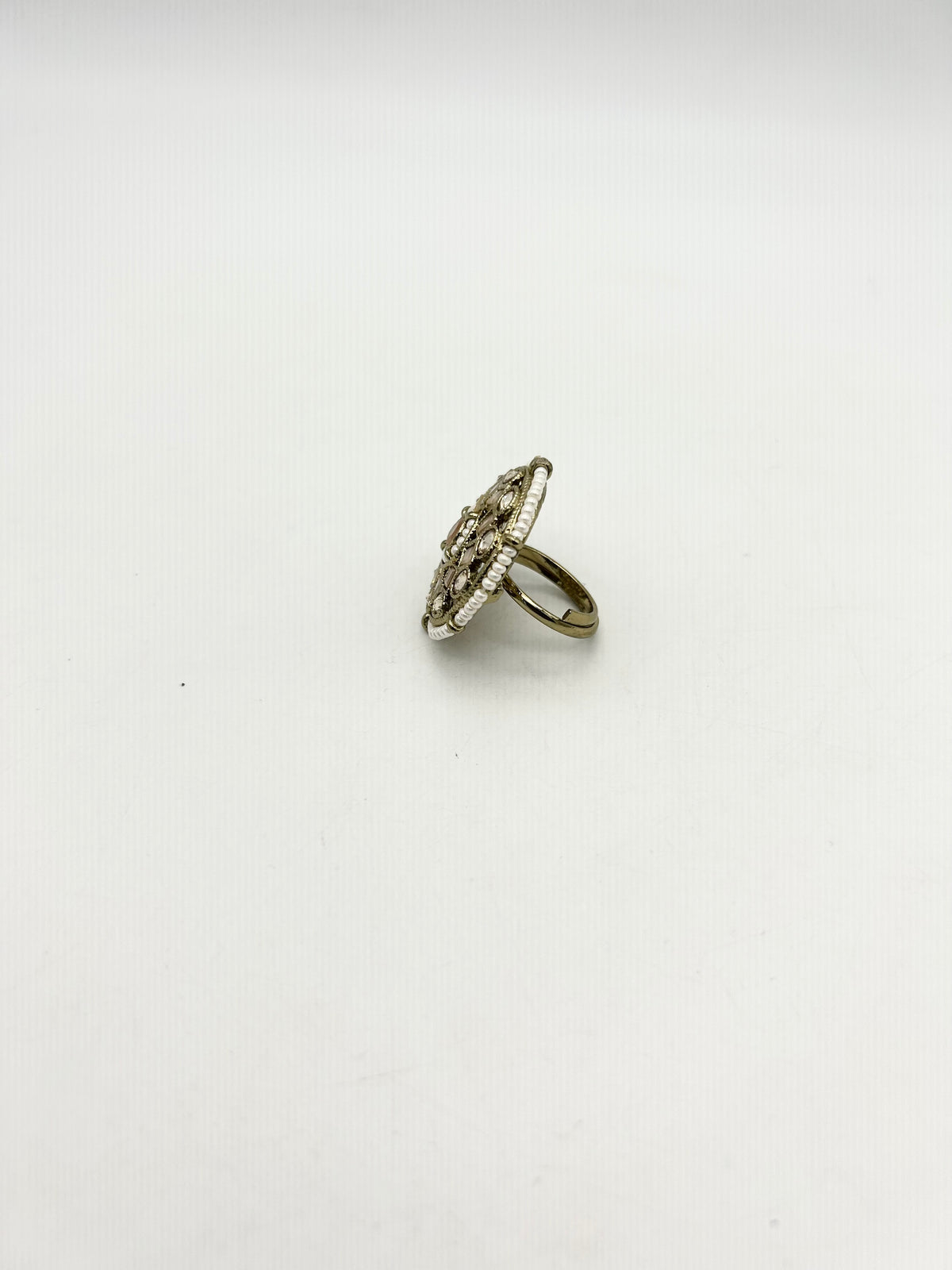 AM801 Gold and Peach adjustable ring polki