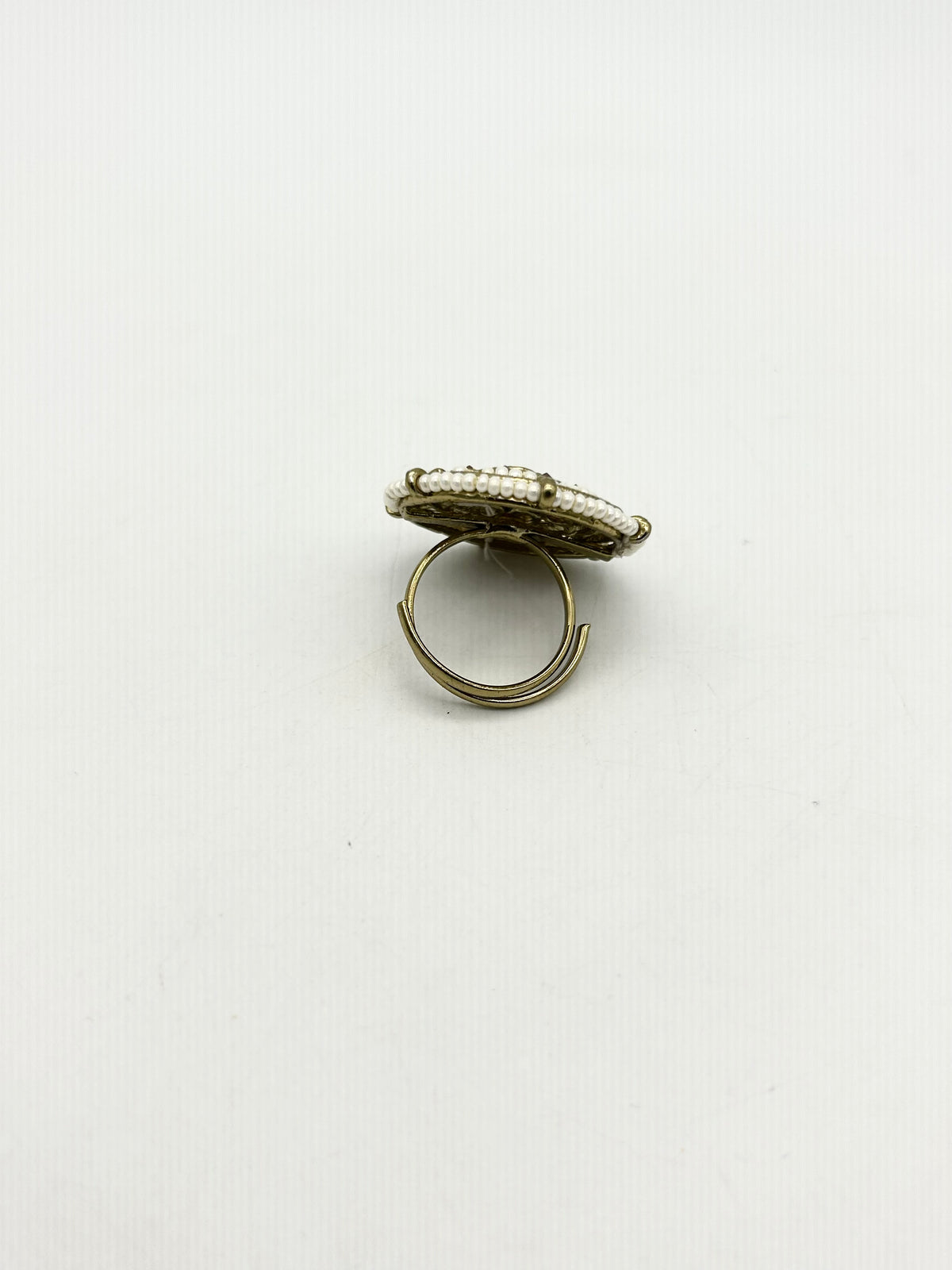 AM806 Gold and Pink adjustable ring polki