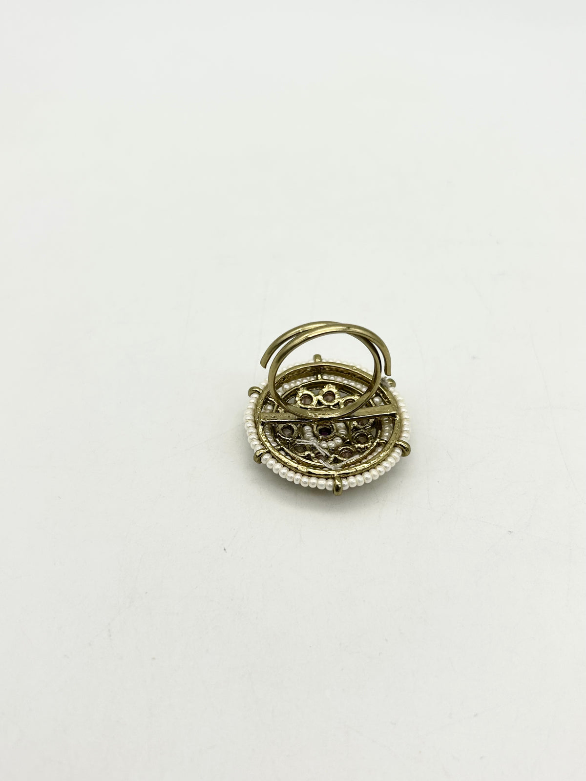 AM806 Gold and Pink adjustable ring polki