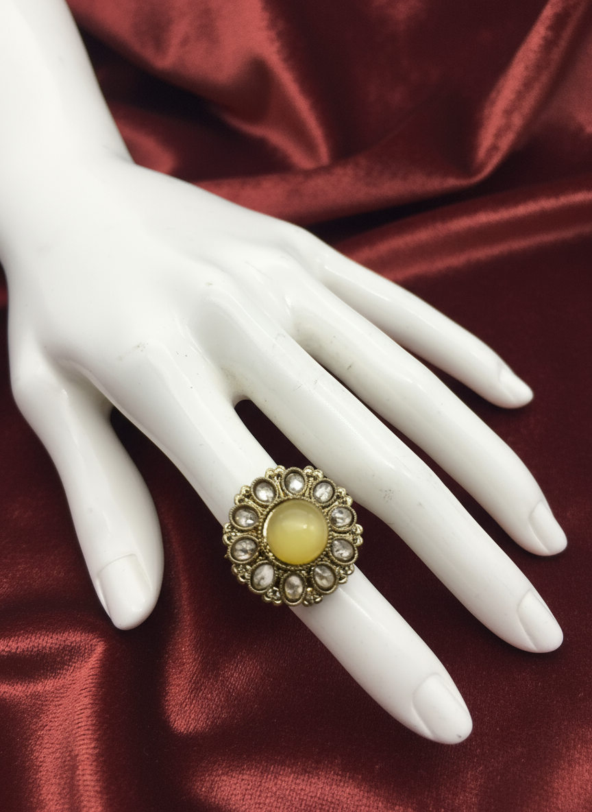 AM808 Gold and Yellow adjust ring polki