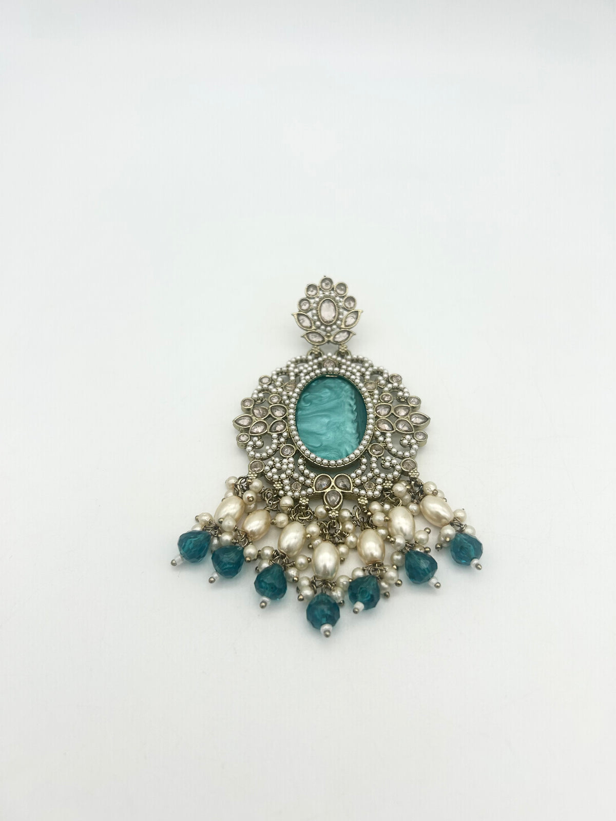 AM020 Gold and Teal earrings polki