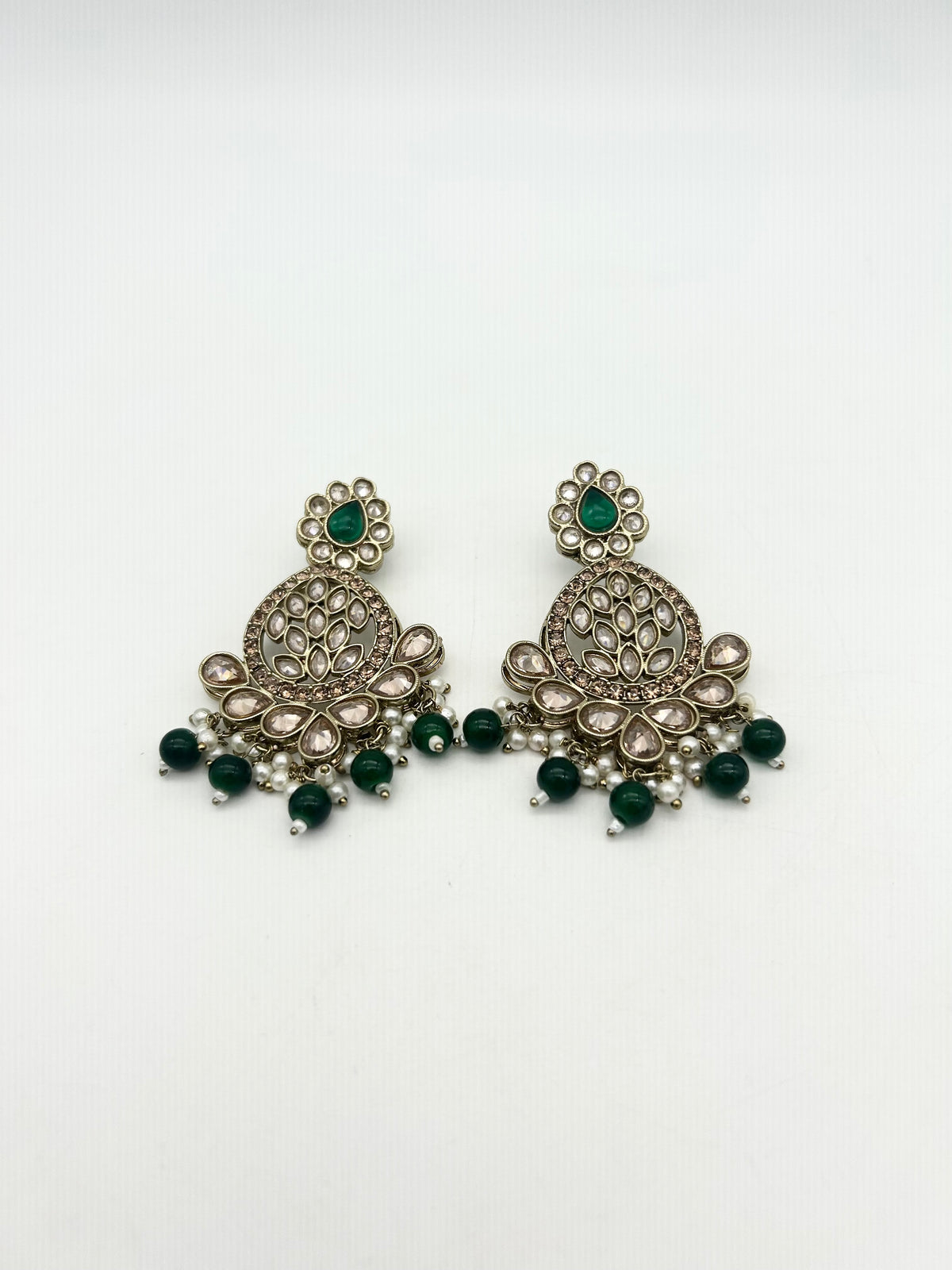 AM025 Gold and Green Earrings polki