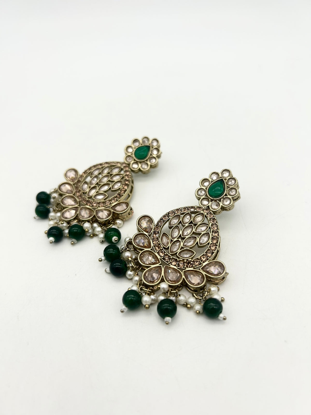 AM025 Gold and Green Earrings polki
