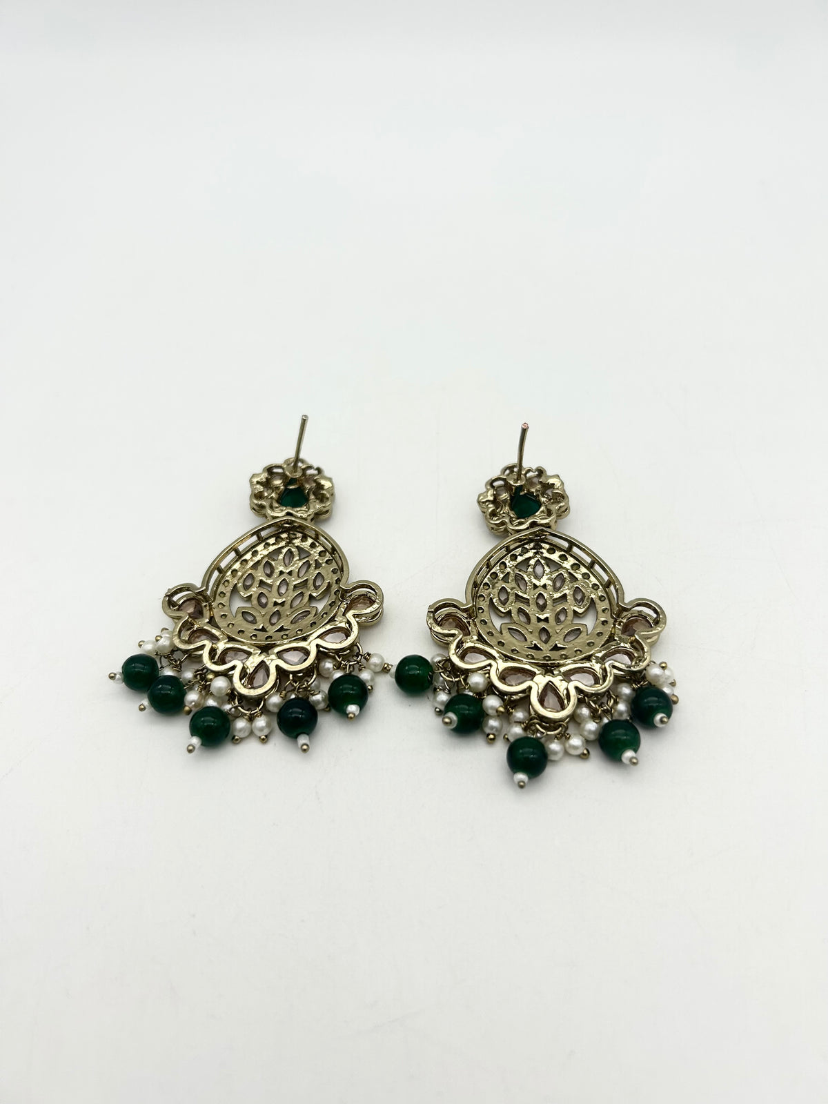 AM025 Gold and Green Earrings polki