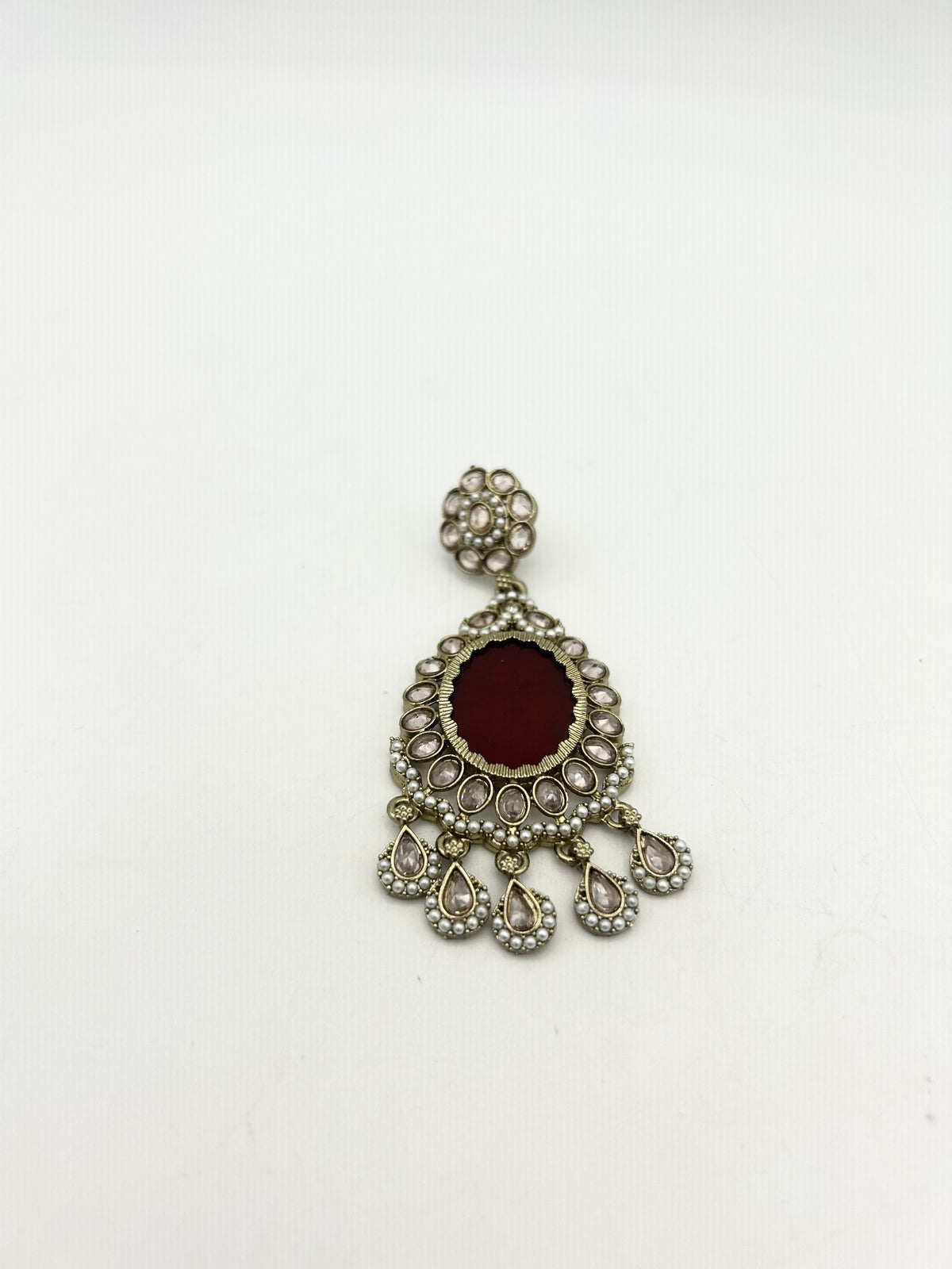 AM024 Gold and Maroon Earrings polki