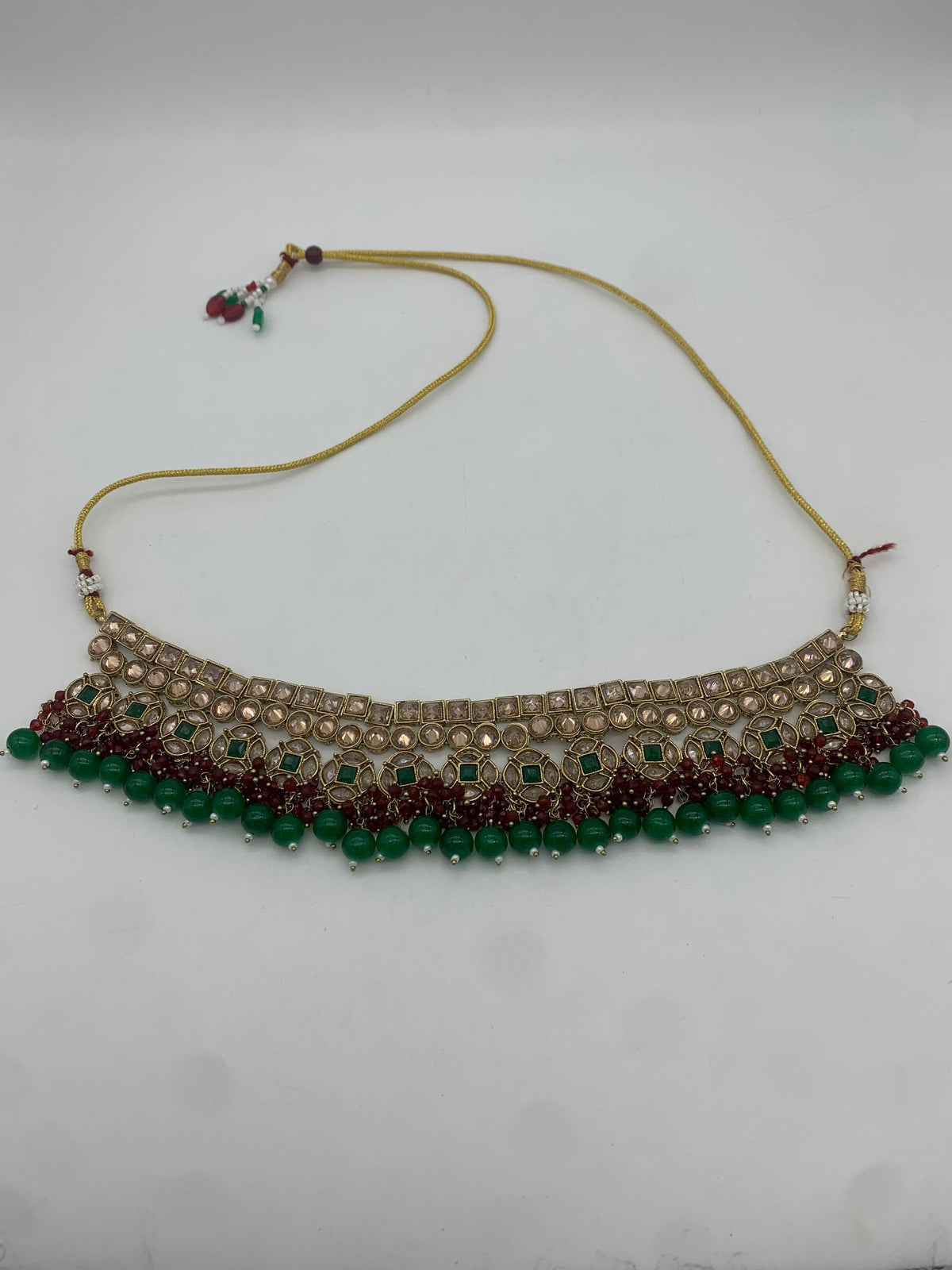 Am 012 Maroon and green necklace set
