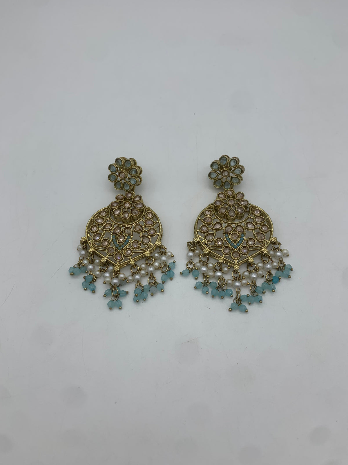 Am 011 Gold and pastel blue necklace set