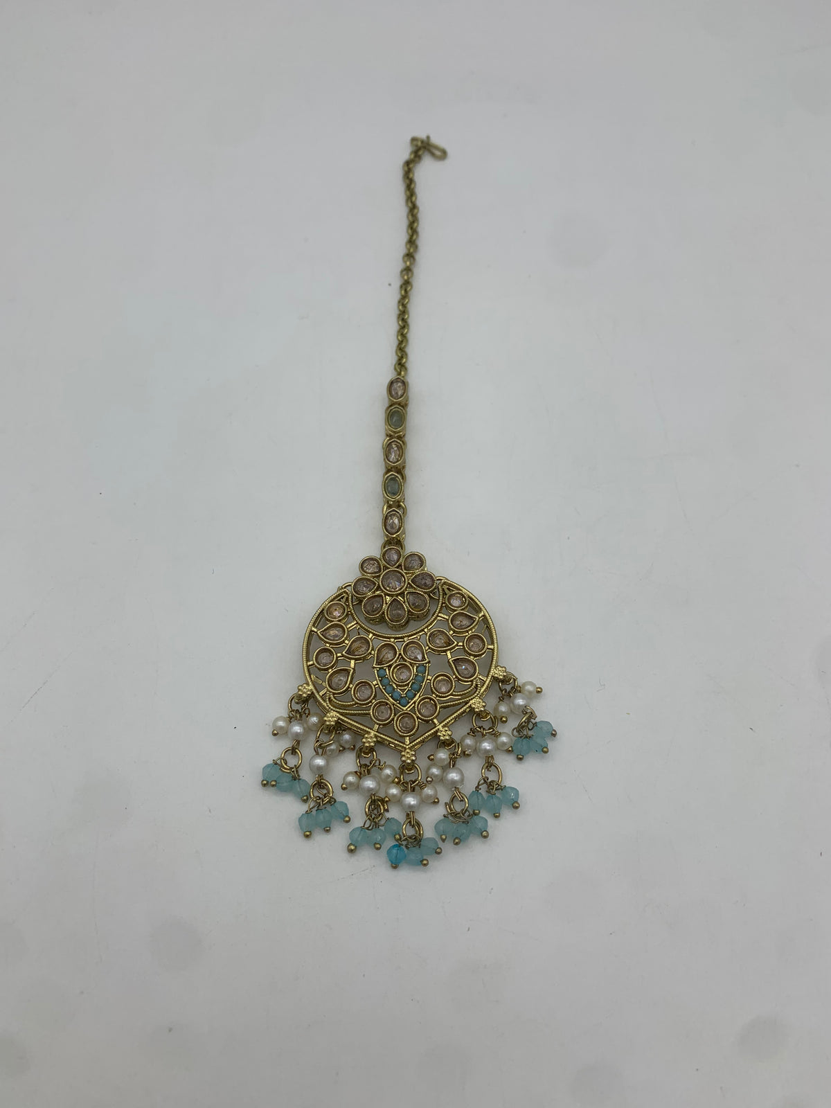 Am 011 Gold and pastel blue necklace set