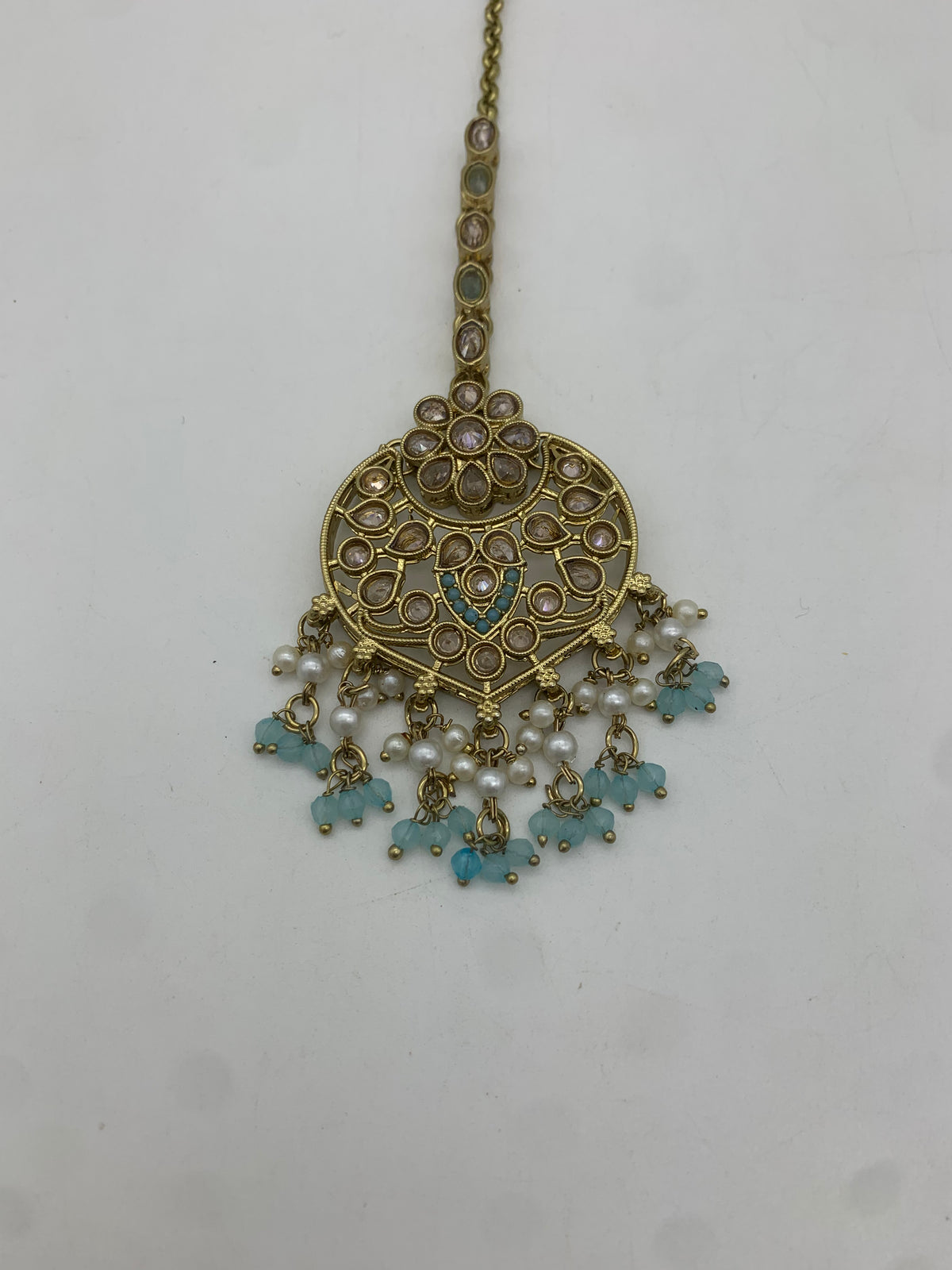 Am 011 Gold and pastel blue necklace set