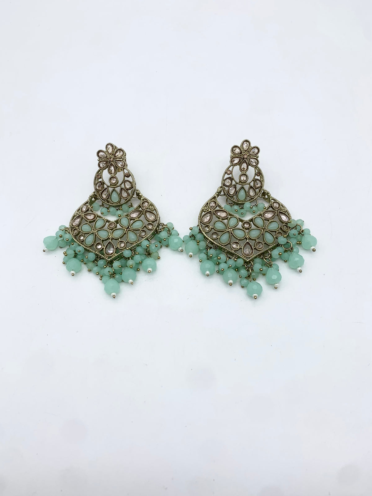 AM 600 Silver earring and tikka set polki