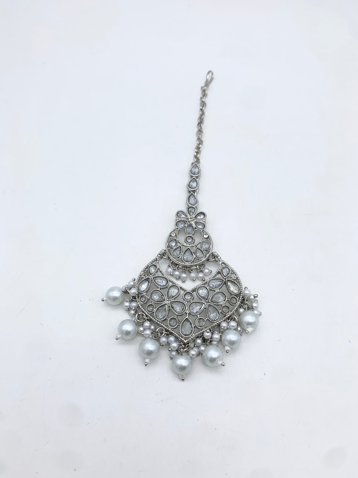 AM 600 Silver earring and tikka set polki