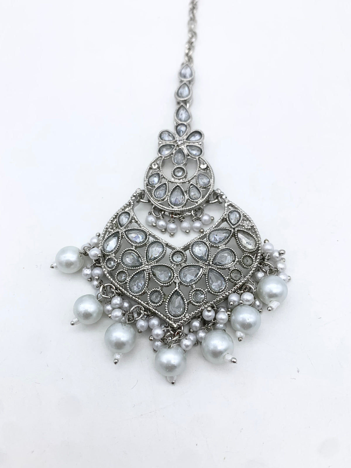 AM 600 Silver earring and tikka set polki
