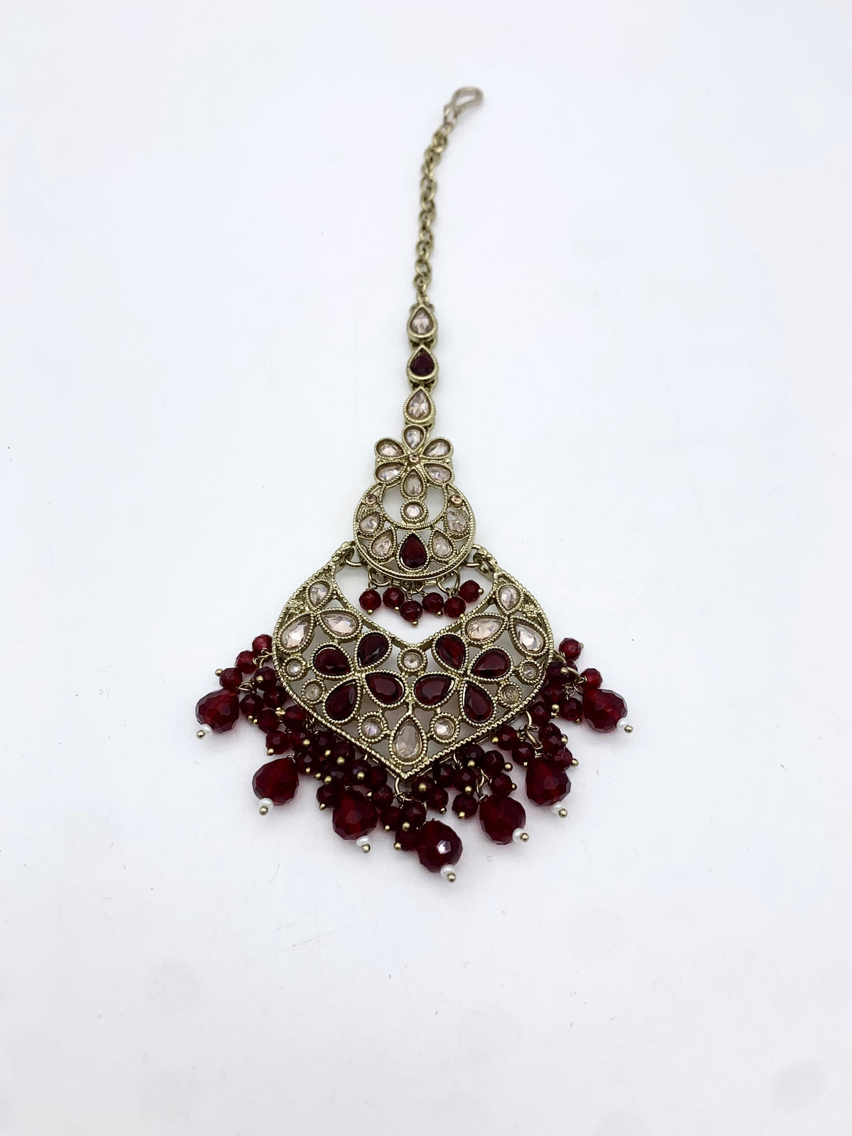 AM600 Gold and Maroon earrings and tikka set