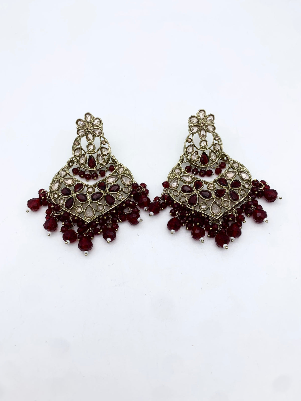 AM600 Gold and Maroon earrings and tikka set