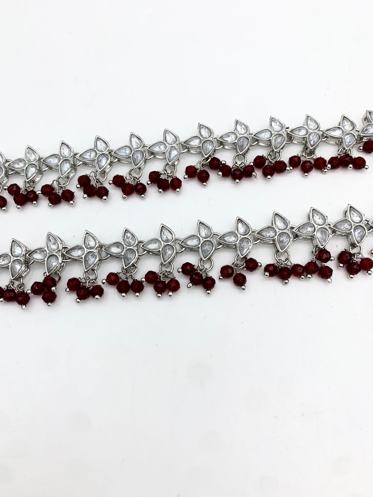 AM402 Silver and Red anklets polki