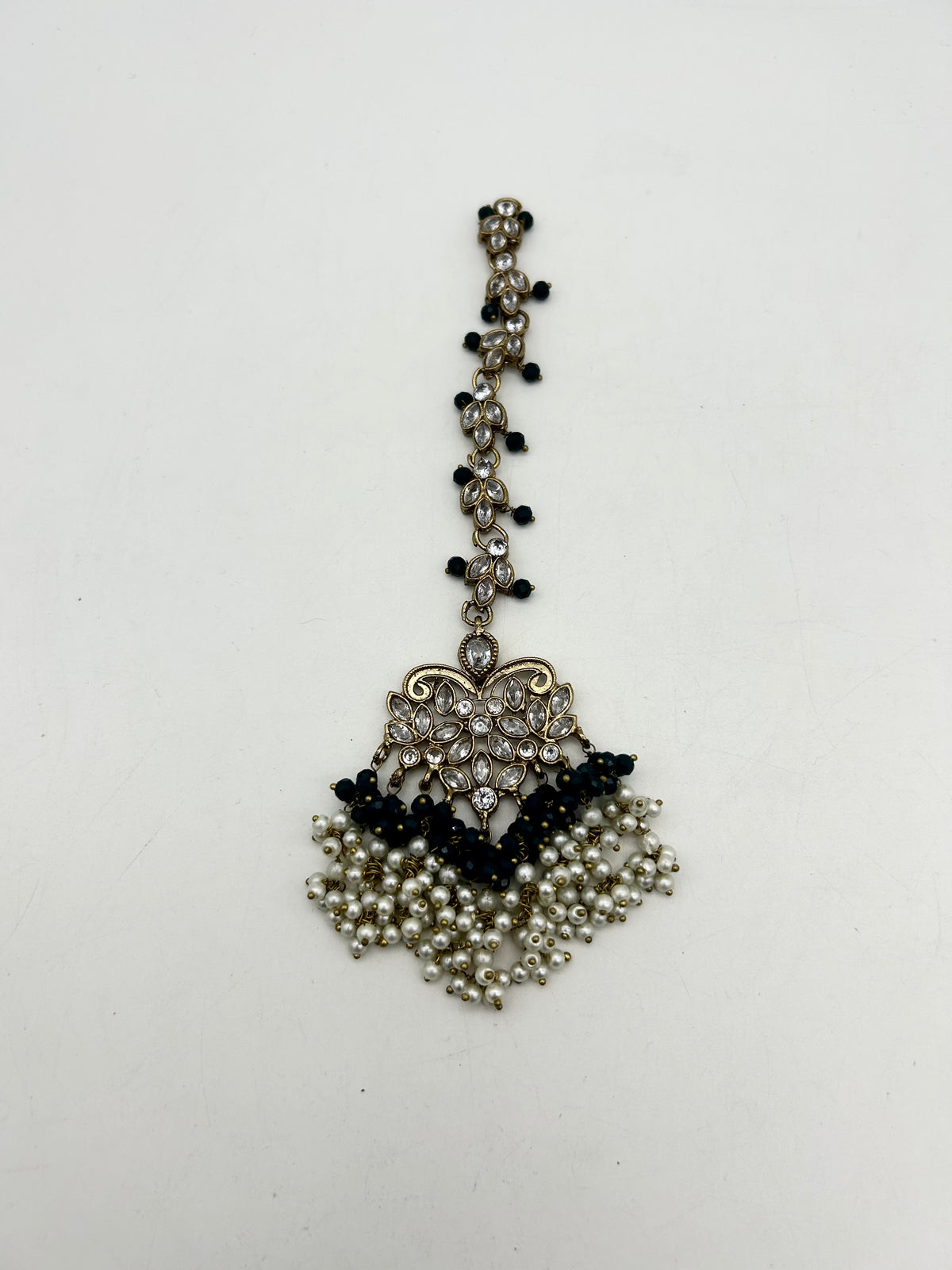 AM000 Gold White and Blue necklace  set Polki