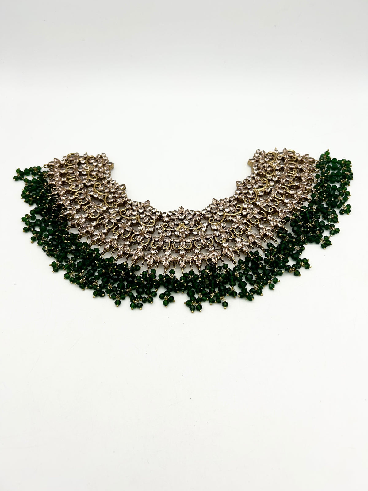 AM9027 Gold and Green bridal necklace set Polki