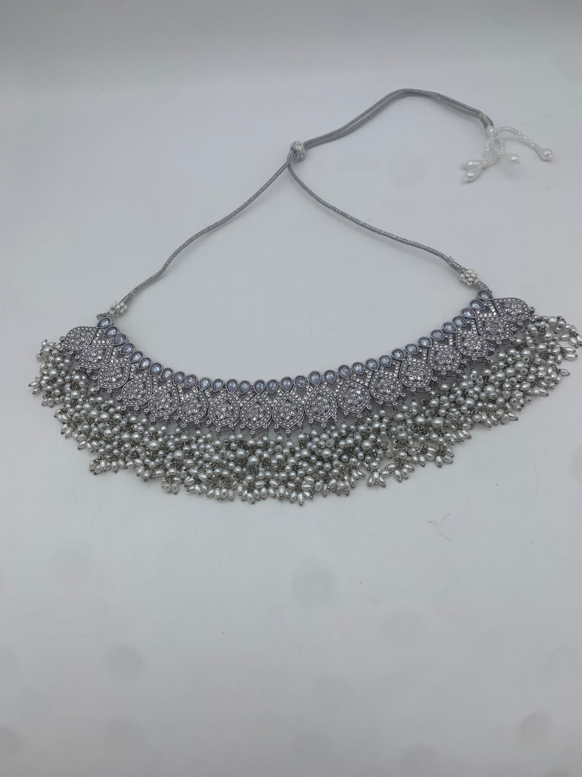 AM011 Silver Necklace set Polki