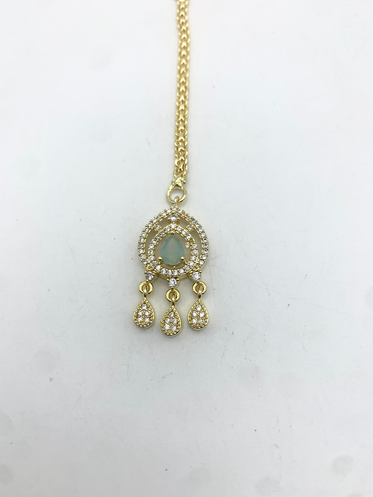 AM673 Gold and Mint tikka American diamond