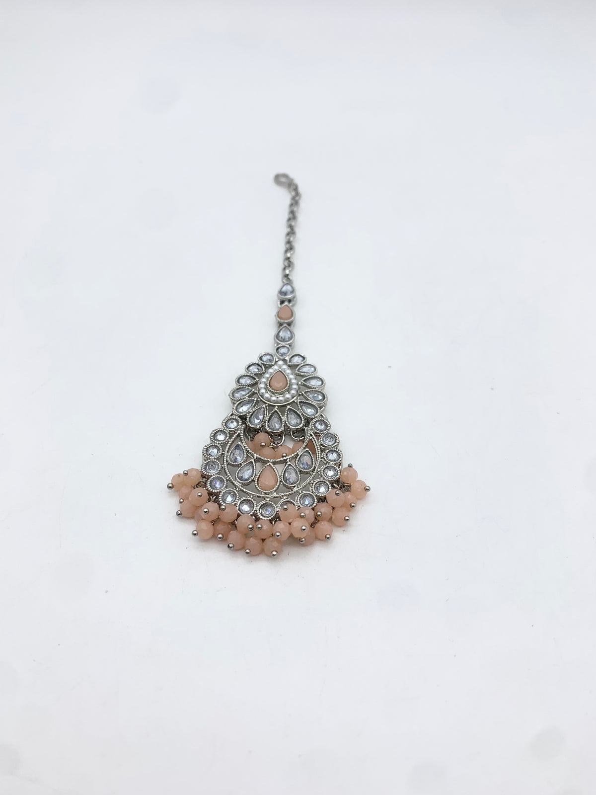 AM664 Silver and Peach tikka polki